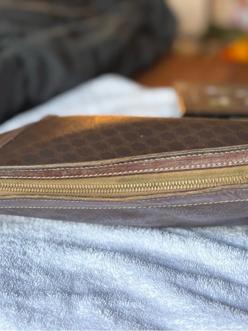 Celine Brown Monogram Coated Canvas Travel Pouch - Picture 5 of 9